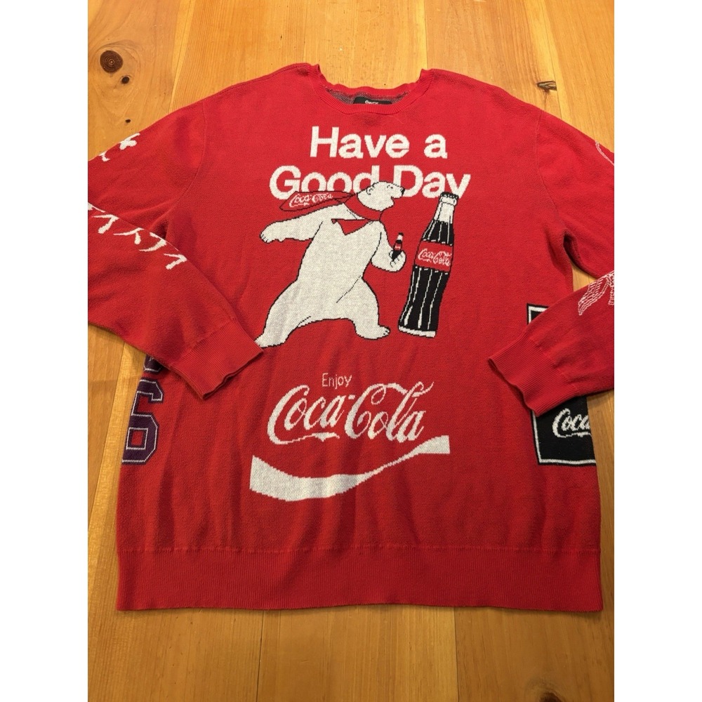 Coca-Cola Coke Polar Bear Knit Sweater Men's Large Red Graphic Crewneck PacSun